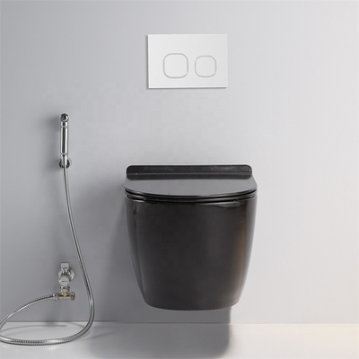 Porselen Tek Parça Dikişsiz Duvara Monte Uzatılmış Tuvalet Siyah Renk